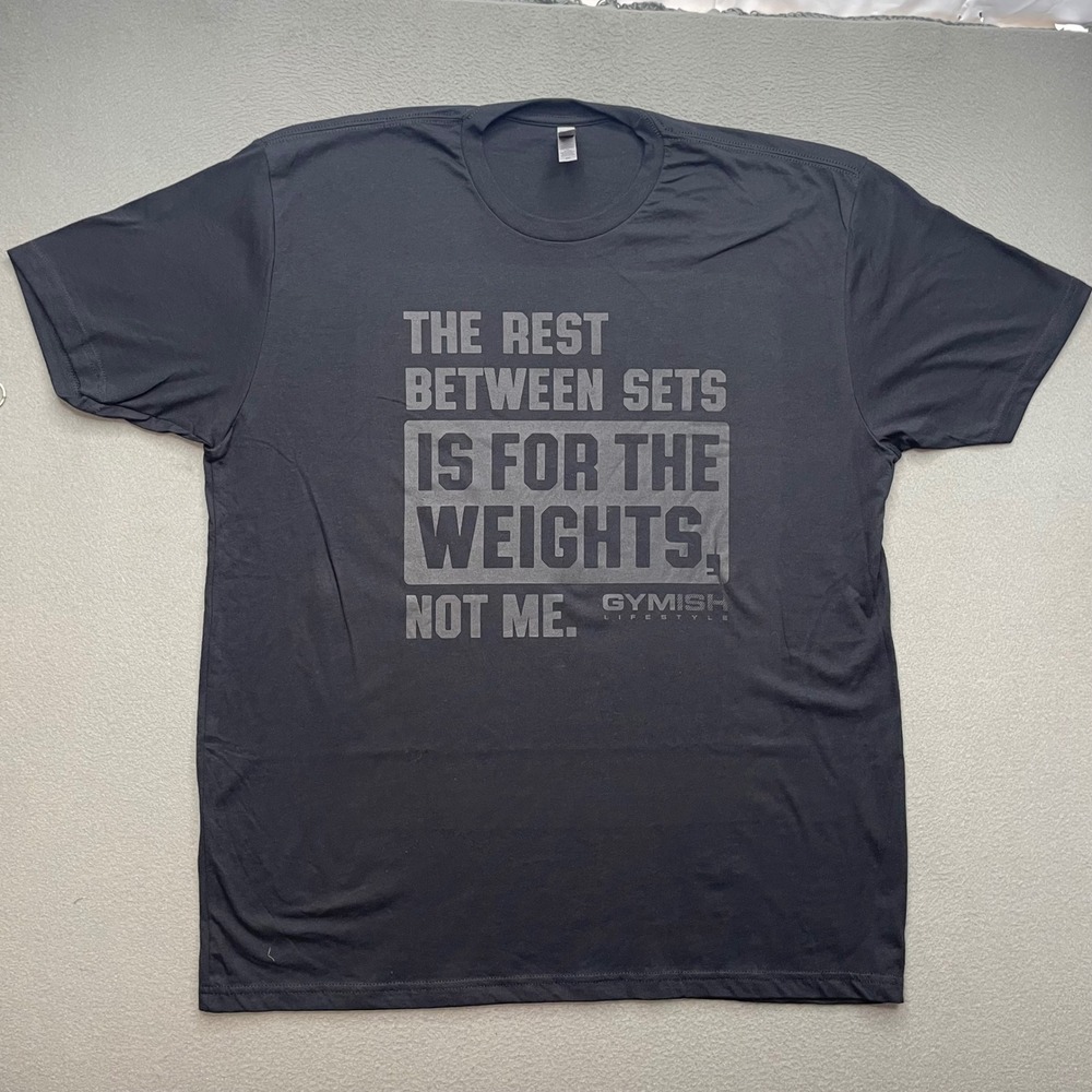 Gymish Lifestyle Men T Shirt Cotton Blend 2XL Black Graphic Gym Workout Tee